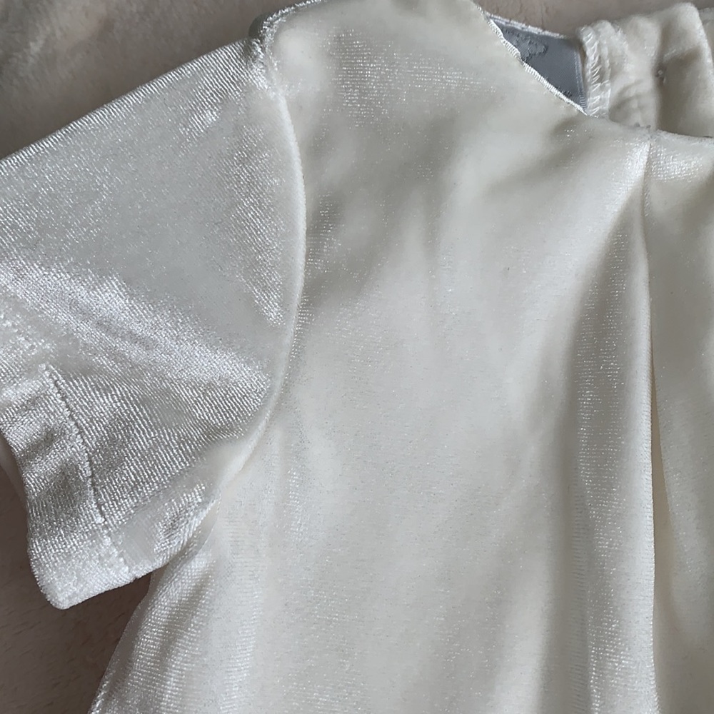 Koala Kids Ivory Velveteen Baby Girl Dress 6M Satin Trim EUC - Picture 5 of 13
